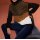 Designer-Pullover, cognac-schwarz
