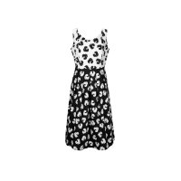Designer-Carree-Druckkleid, schwarz-weiß