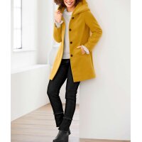 Wool coat with hood, ochre-yellow