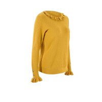 Sweter z warkoczowym splotem, ochrowo-żółty
