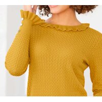 Designe-Zopfmuster-Pullover, ockergelb