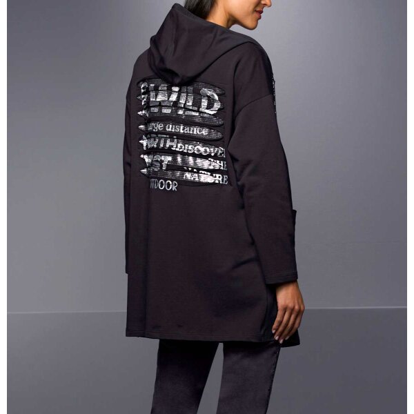 Designer-Shirtjacke, schwarz-silber
