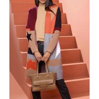 Jacquard cardigan, dark red / camel