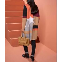 Designer-Jacquard-Strickjacke, dunkelrot-camel