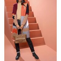 Designer-Jacquard-Strickjacke, dunkelrot-camel