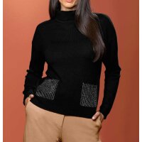 Designer-Merino-Rollkragen-Pullover, schwarz