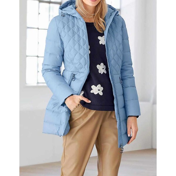 Designer-Daunen-Steppjacke, eisblau
