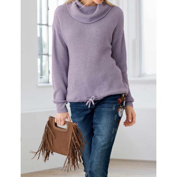 Sweter z golfem, lawendowy
