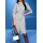 Shirt blouse, blue-ecru