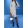Shirt blouse, blue-ecru