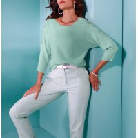 3/4-Ärmel-Pullover m.Spitzeneinsatz u.Ziersteinchen,...