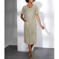Lyocell-Kleid m.Biesen und Spitzenborte, sesam