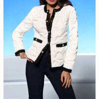 Designer-Steppjacke m. Bouclé, weiß-schwarz