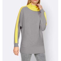 Designer-Fledermaus-Pullover, grau-limone
