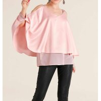 Designer-Satinbluse m. Cut-Outs, rosé