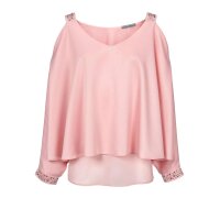 Designer-Satinbluse m. Cut-Outs, rosé