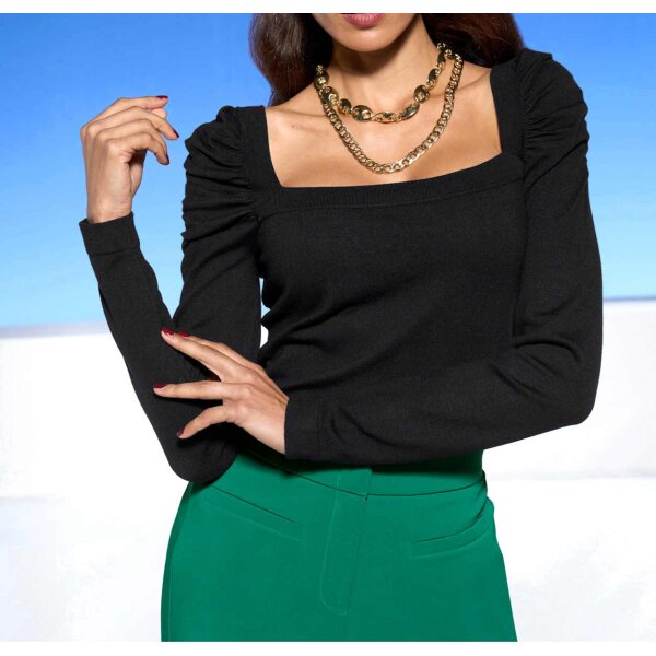 Sweater with carré neckline, black