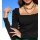 Sweater with carré neckline, black