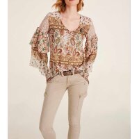 Volant-Chiffonbluse, bunt