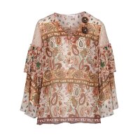 Volant-Chiffonbluse, bunt
