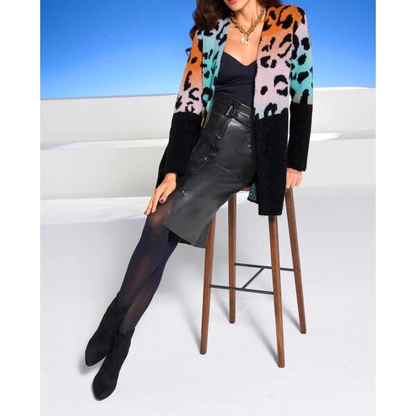 Designer-Lederimitat-Rock m. Gürtel, schwarz
