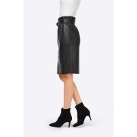 Designer-Lederimitat-Rock m. Gürtel, schwarz