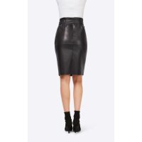 Designer-Lederimitat-Rock m. Gürtel, schwarz