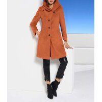 Designer-Wollmantel m. Kapuze, mandarine