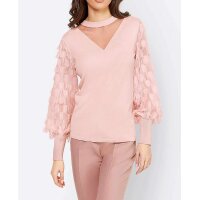 Sweter z frędzlami, pudrowy