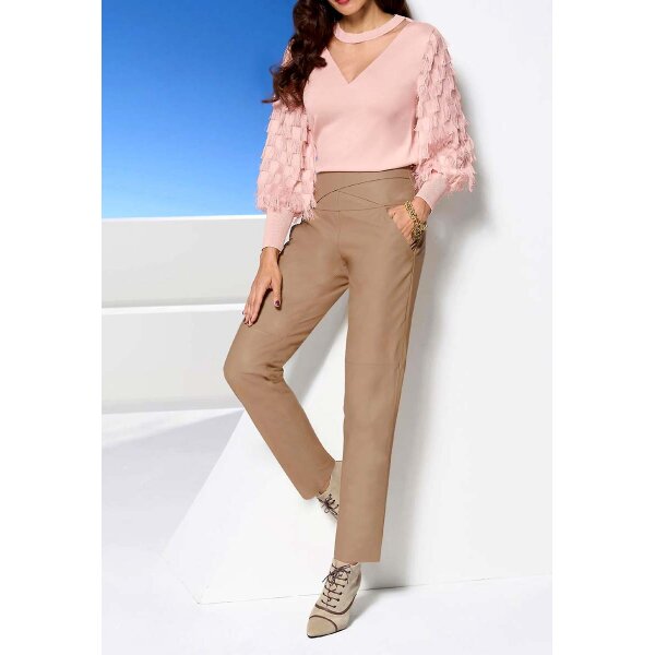 Lamb nappa leather trouser, camel