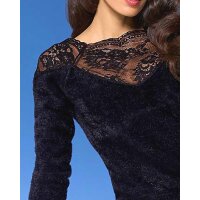 Designer-Flauschpullover m. Spitze, schwarz