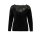 Designer-Flauschpullover m. Spitze, schwarz