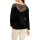Designer-Flauschpullover m. Spitze, schwarz