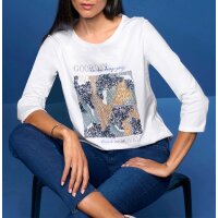 Pailletten-Shirt mit Schriftzug, ecru