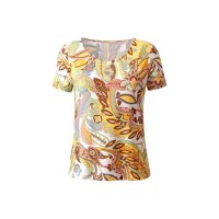 Designer-Shirt m. Glitzersteinchen, gelb-ecru