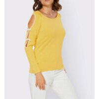 Designer-Pullover m. Cut-Outs, gelb