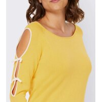 Sweater with cut-outs, yellow
