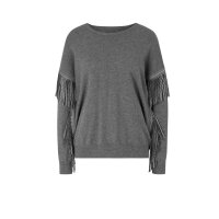 Pullover m. Fransen u. Nieten, grau