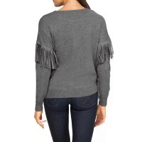 Pullover m. Fransen u. Nieten, grau