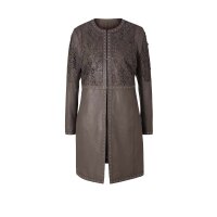 Lamb nappa leather coat with cut-outs, taupe