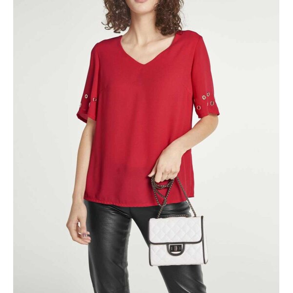 Blouse with eyelets, red