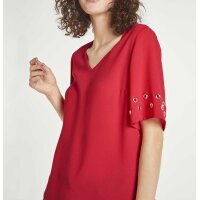 Blouse with eyelets, red