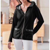 Hooded sweater with sequins, black