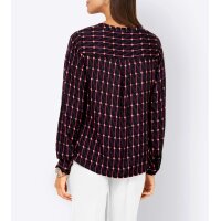 Designer-Druckbluse, schwarz-magenta-orange