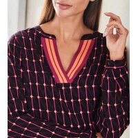 Designer-Druckbluse, schwarz-magenta-orange