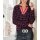 Designer-Druckbluse, schwarz-magenta-orange