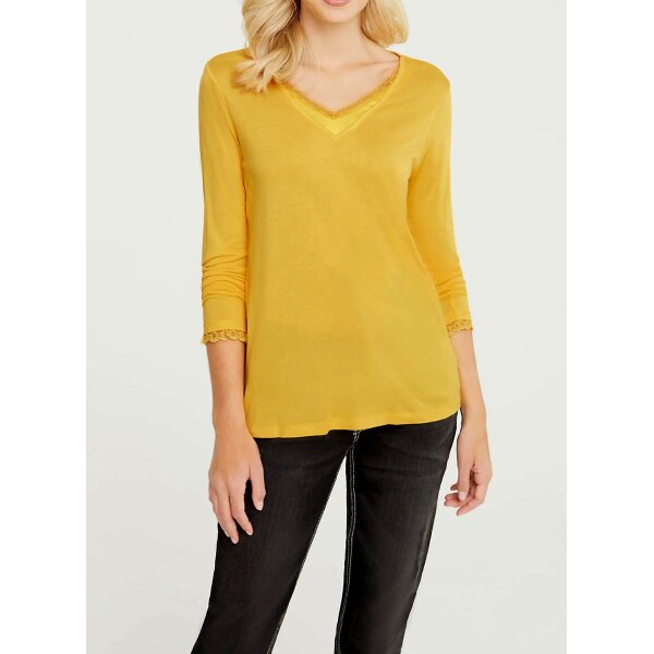 Jersey shirt with lace, golden yellow