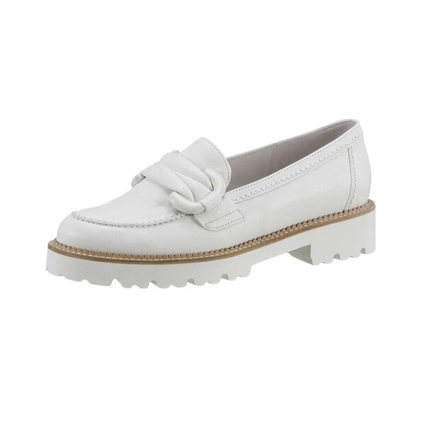 Marken-Schaf-Glattleder-Slipper, ecru