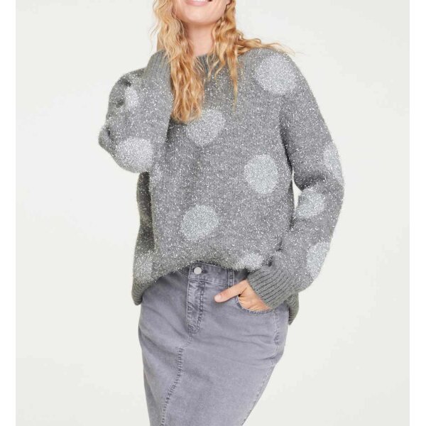 Designer-Flausch-Pullover, grau-silber