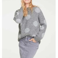 Designer-Flausch-Pullover, grau-silber